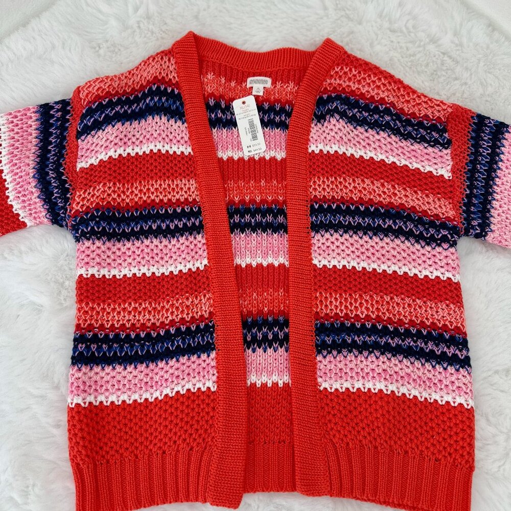 NWT Gymboree Girls Striped Knit Cardigan – Red Pink Navy Sweater